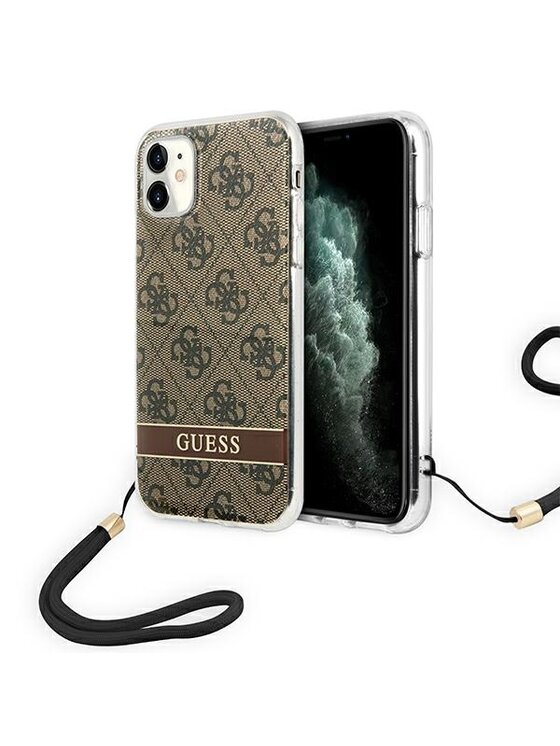 Guess Guess Etui na telefon iPhone 11 Brązowy