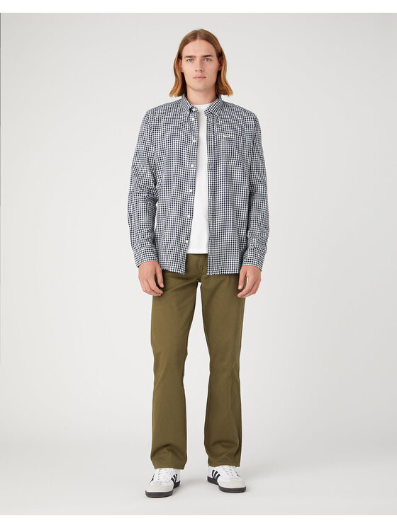 Wrangler Wrangler Koszula LS 1 PKT BUTTON DOWN Szary Regular Fit