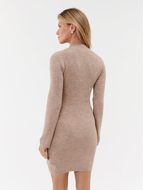 Guess Guess Sukienka dzianinowa W3BK0U Z3B50 Beżowy Bodycon Fit