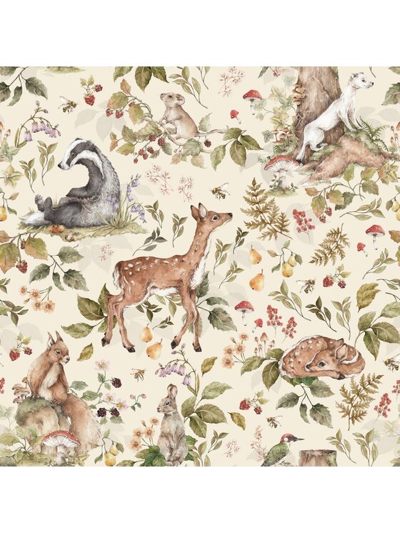 Tapeta Dekornik, Cute forest animals Light