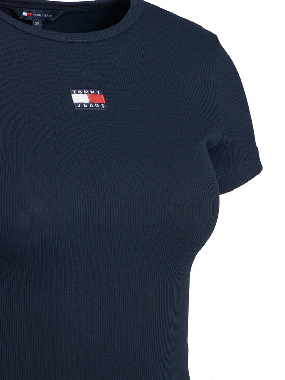 Tommy Jeans Tommy Jeans Majica z dolgimi rokavi Badge DW0DW17881 Mornarsko modra Slim Fit