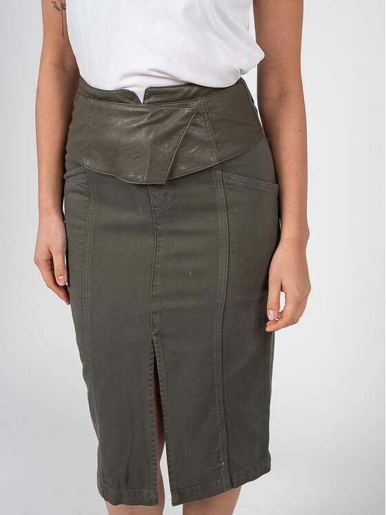 PINKO PINKO Spódnica 1J10V7 Y882 Zielony Slim Fit
