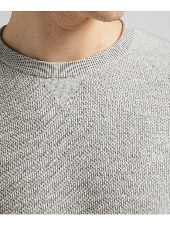 Lee Lee Sweter RAGLAN CREW KNIT Szary Regular Fit