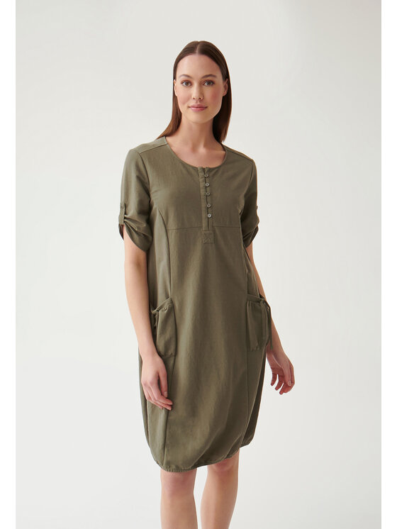 TATUUM TATUUM Sukienka dzianinowa LINIA Khaki Barrel Fit