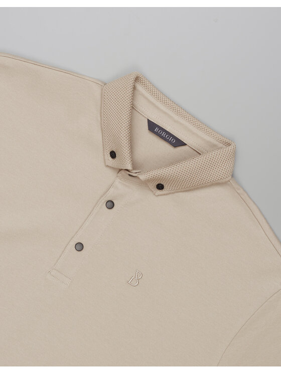 Borgio Borgio Polo matteo 01 Beżowy Classic Fit