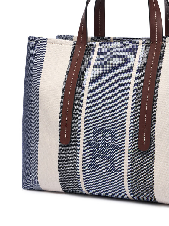 Tommy Hilfiger Tommy Hilfiger Дамска чанта Th City Satchel Jacquard AW0AW18733 Син