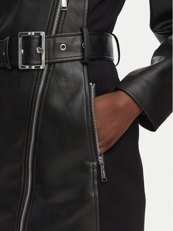 KARL LAGERFELD KARL LAGERFELD Φόρεμα από απομίμηση δέρματος B3W13001 Μαύρο Regular Fit