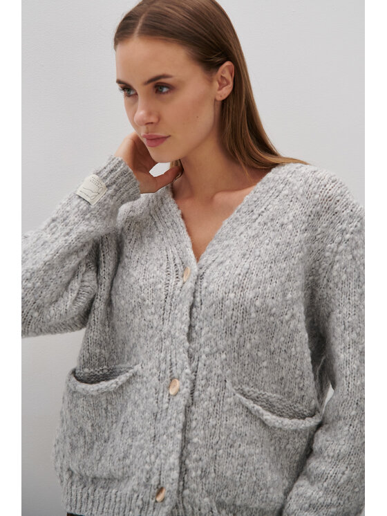 Fobya Fobya Kardigan F2058 Szary Basic Fit
