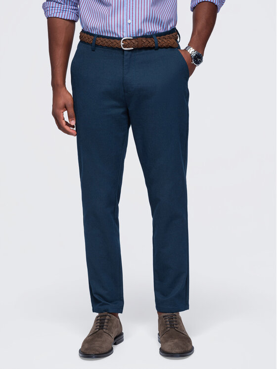 Ombre Ombre Chino kalhoty OM-PACP-0308 Tmavomodrá Slim Fit