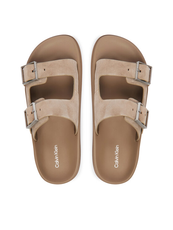 Calvin Klein Calvin Klein Klapki City Sandal Buckle Suede HW0HW03130 Beżowy