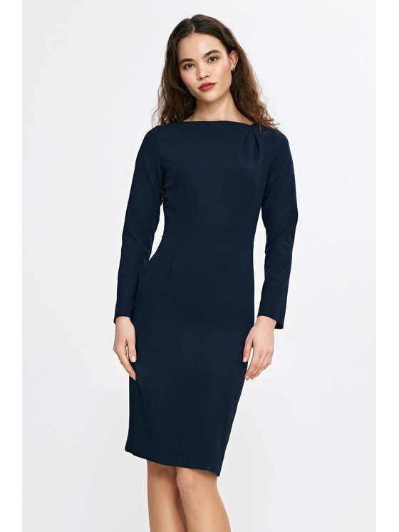 NIFE NIFE Každodenní šaty S265 Tmavomodrá Fitted Fit
