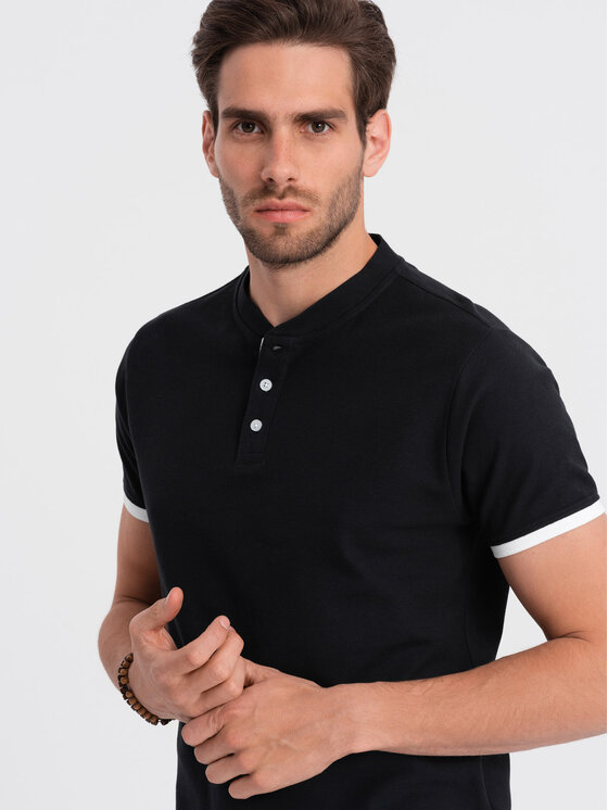 Ombre Ombre T-Shirt OM-TSCT-0156 Czarny Regular Fit