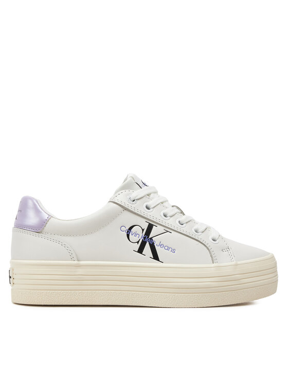 Calvin Klein Jeans Snīkeri Vulc Flatform Laceup Lth YW0YW01474 Balts