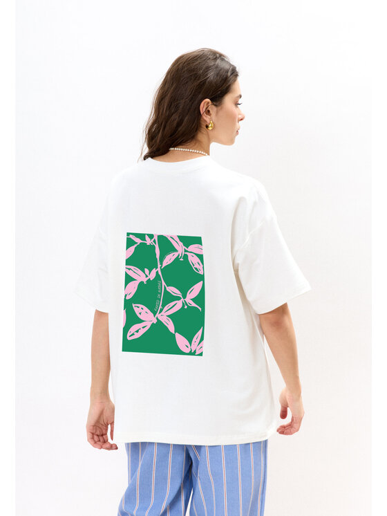 Mirons Mirons T-Shirt Print Biały Oversize