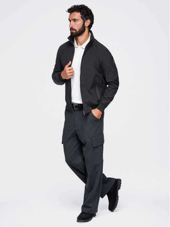 Ombre Ombre Kurtka przejściowa OM-JANP-0233 Czarny Regular Fit