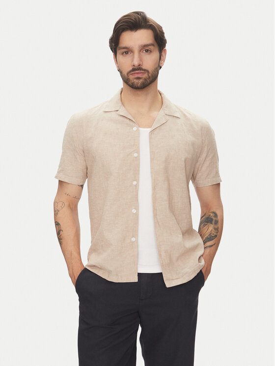 Lindbergh Lindbergh Košile 30-203319 Béžová Relaxed Fit