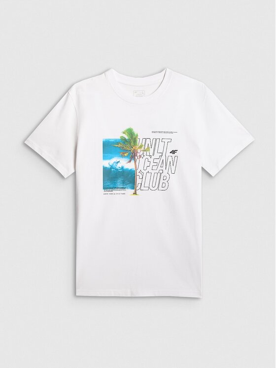 4F 4F T-Shirt 4FRSS26TTSHM4303-10S Biały Regular Fit