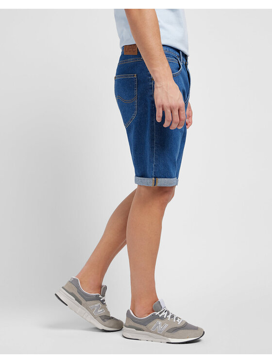 Lee Lee Szorty jeansowe 5 POCKET SHORT Niebieski Regular Fit