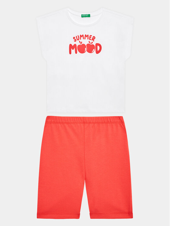 United Colors Of Benetton United Colors Of Benetton T-krekla un šortu komplekts 3096GK008 Balts Regular Fit