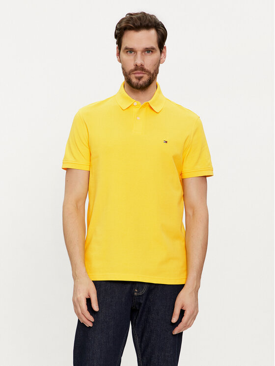 Tommy Hilfiger Tommy Hilfiger Тениска с яка и копчета 1985 MW0MW17770 Жълт Regular Fit