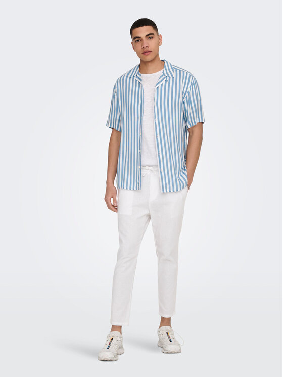 Only & Sons Only & Sons Bavlnené nohavice 22024966 Biela Tapered Fit