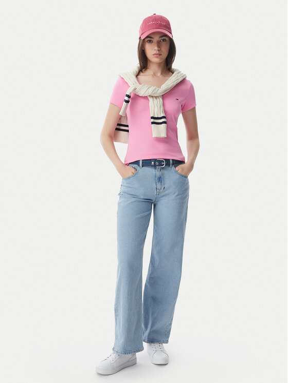 Tommy Jeans Tommy Jeans Тишърт Essential DW0DW17385 Светлорозов Slim Fit