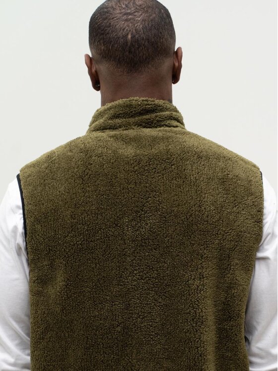 Jigga Wear Jigga Wear Kamizelka Bezrękawnik Polar Miś Sherpa Męski Oliwkowy Vest L Khaki Regular Fit