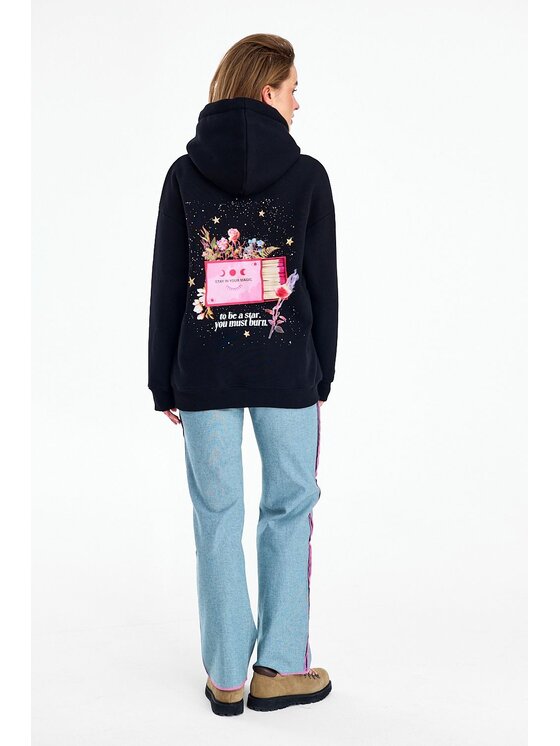 NAOKO NAOKO Bluza Wildfire Soul Czarny Oversize