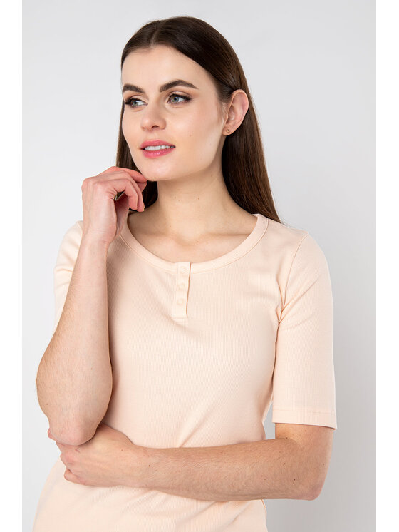 QUIOSQUE QUIOSQUE Blúzka PORCELAIN DYE T-SHIRT 0323 04 Ružová Regular Fit