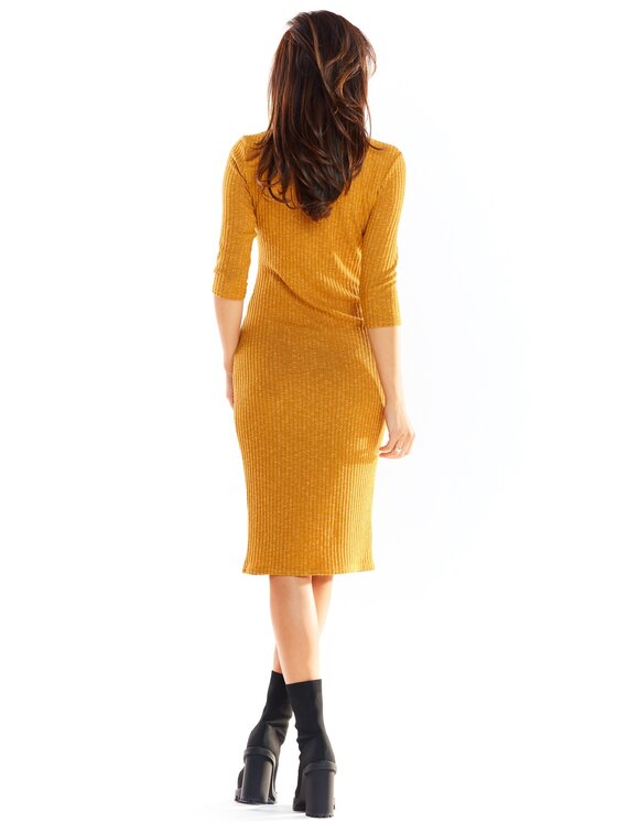Awama Awama Vestito di maglia A321 Marrone Basic Fit