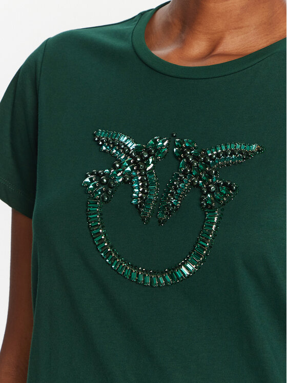 PINKO PINKO T-Shirt Quentin 100535 A2RN Zielony Regular Fit