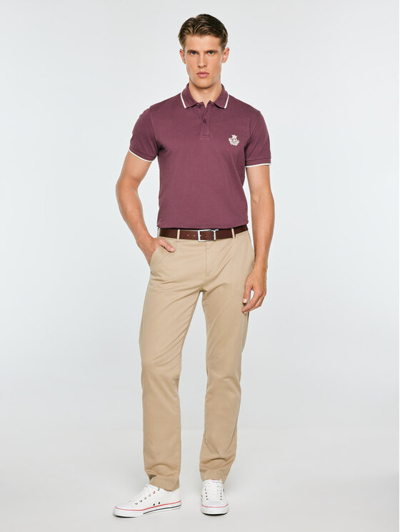 BIG STAR BIG STAR Polo SELLER Bordowy Basic Fit