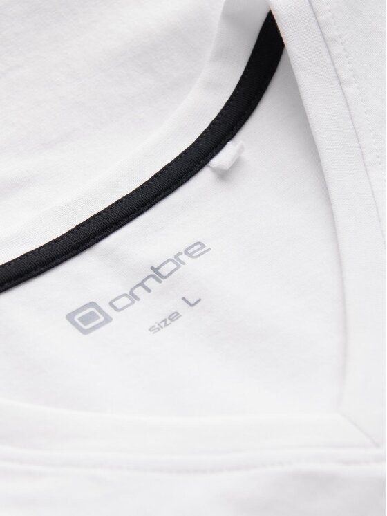 Ombre Ombre T-Shirt OM-TSCT-0106 Biały Slim Fit