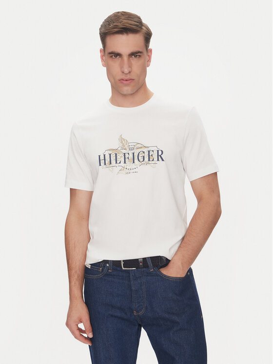 Tommy Hilfiger Tričko Tropical Floral MW0MW39353 Biela Regular Fit