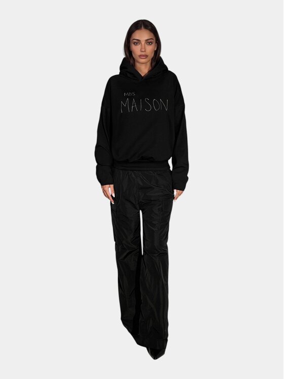 MADE BY SOCIETY MADE BY SOCIETY Spodnie materiałowe Pantaloni L’ESTHÉTIQUE - P27640 Czarny Basic Fit