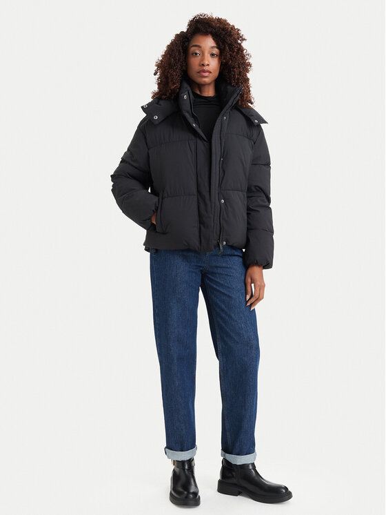 Simple Simple Žieminė striukė 62KUDP104 Juoda Regular Fit