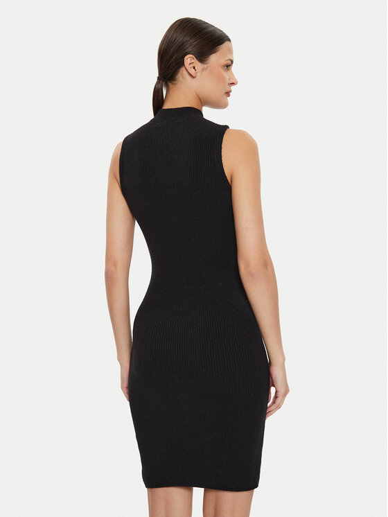 Tommy Jeans Tommy Jeans Rochie tricotată Center Flag DW0DW18607 Negru Slim Fit