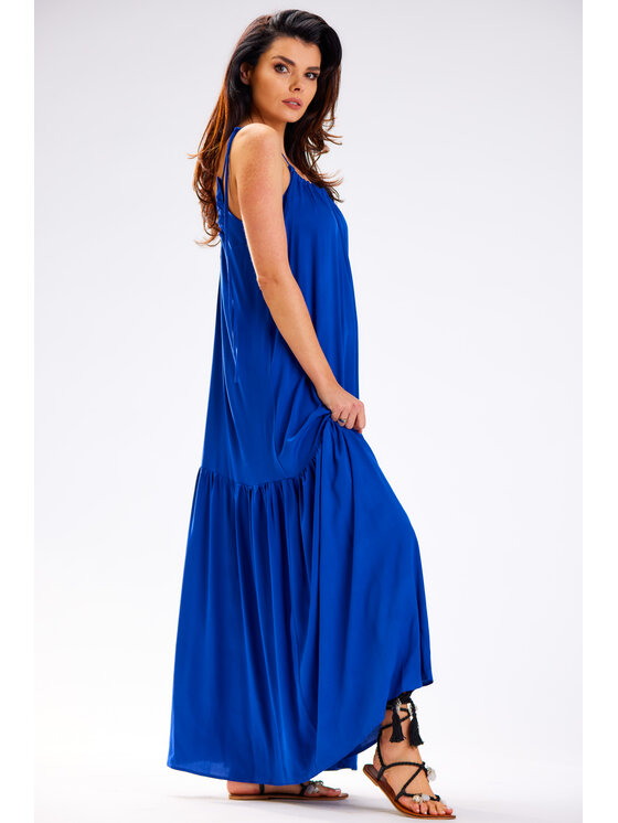 Awama Awama Sukienka letnia A582 Niebieski Basic Fit
