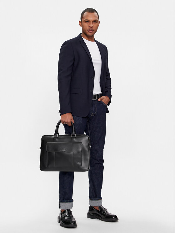 Tommy Hilfiger Tommy Hilfiger Taška na laptop Th Spw Leather Computer Bag AM0AM11818 Čierna