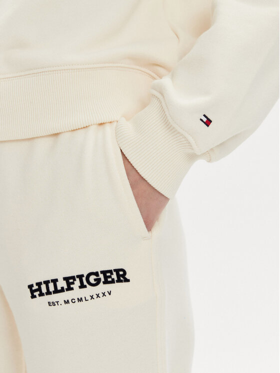 Tommy Hilfiger Tommy Hilfiger Majica dugih rukava Monotype Flock WW0WW41236 Écru Relaxed Fit