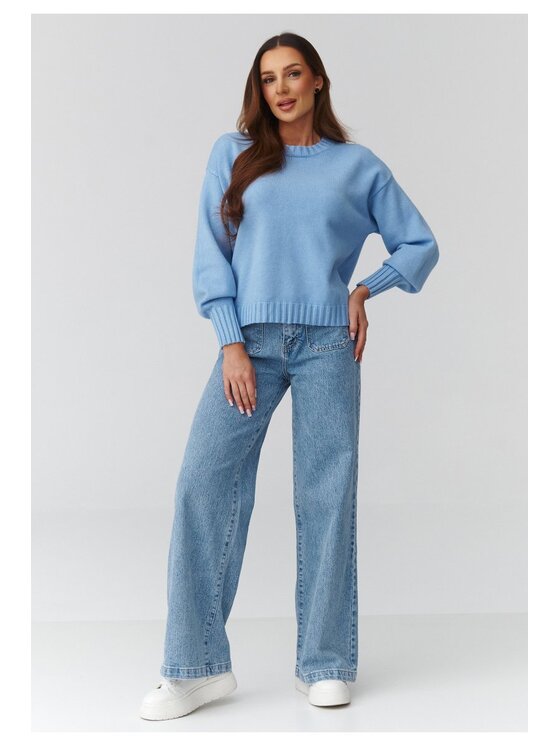 Makadamia Makadamia Sweter C43 Niebieski Loose Fit
