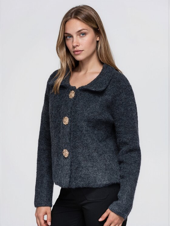 Ombre Ombre Kardigan OW-SW-E0066 Szary Regular Fit