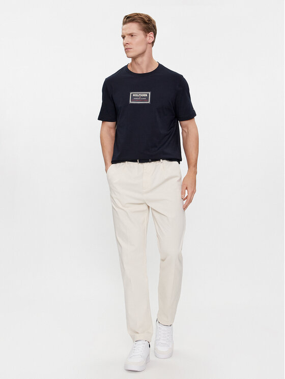 Tommy Hilfiger Tommy Hilfiger Tričko Label Hd Print Tee MW0MW34391 Tmavomodrá Regular Fit