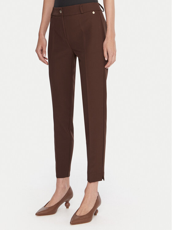 Maryley Maryley Kalhoty z materiálu 25IB52Z/M17/43CO Hnědá Regular Fit