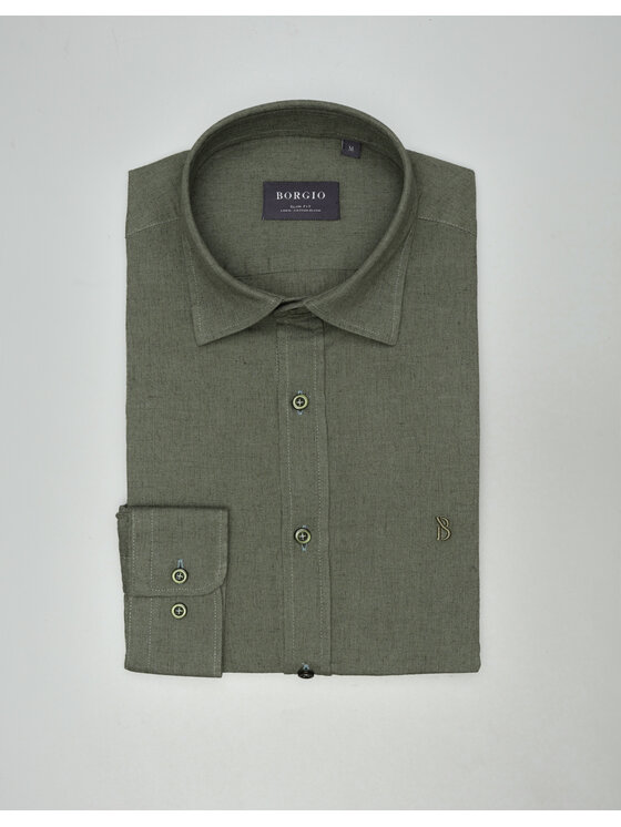 Borgio Borgio Koszula lentella 00595 Zielony Slim Fit