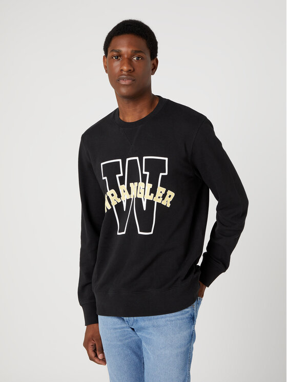Wrangler Mikina Graphic Crew W6G8I3XV6 112331913 Čierna Regular Fit