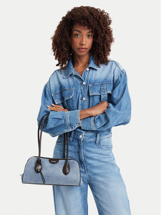 Calvin Klein Ročna torba Emblem Trio Denim Shoulder Bag LV04F3830G Modra