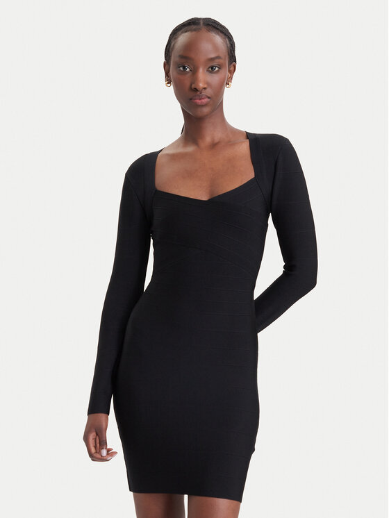 Guess Guess Коктейлна рокля W6BK84 Z1787 Черен Slim Fit