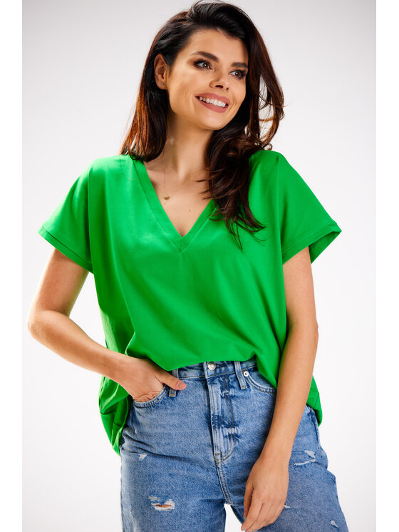 Infinite You Infinite You Bluzka M267 Zielony Basic Fit