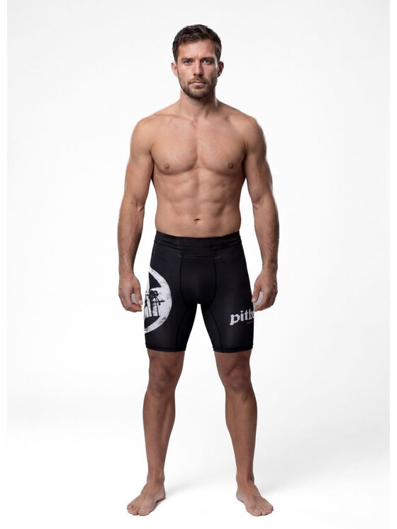 PITBULL PITBULL Szorty sportowe LOGO PALMS Czarny Regular Fit